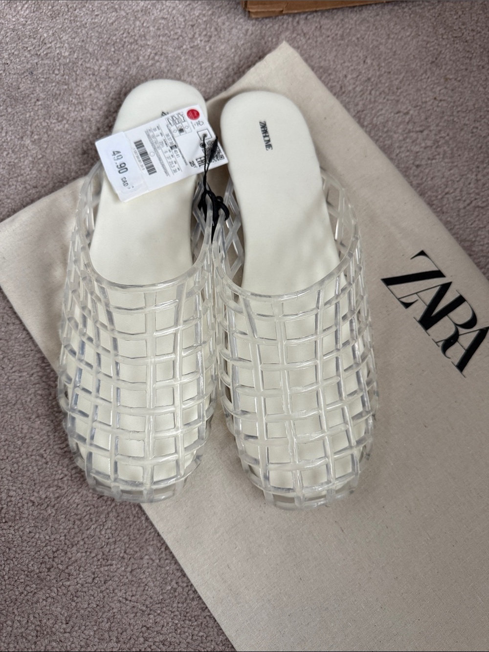 Zara Transparent Jelly Slide Mules with White Footbed